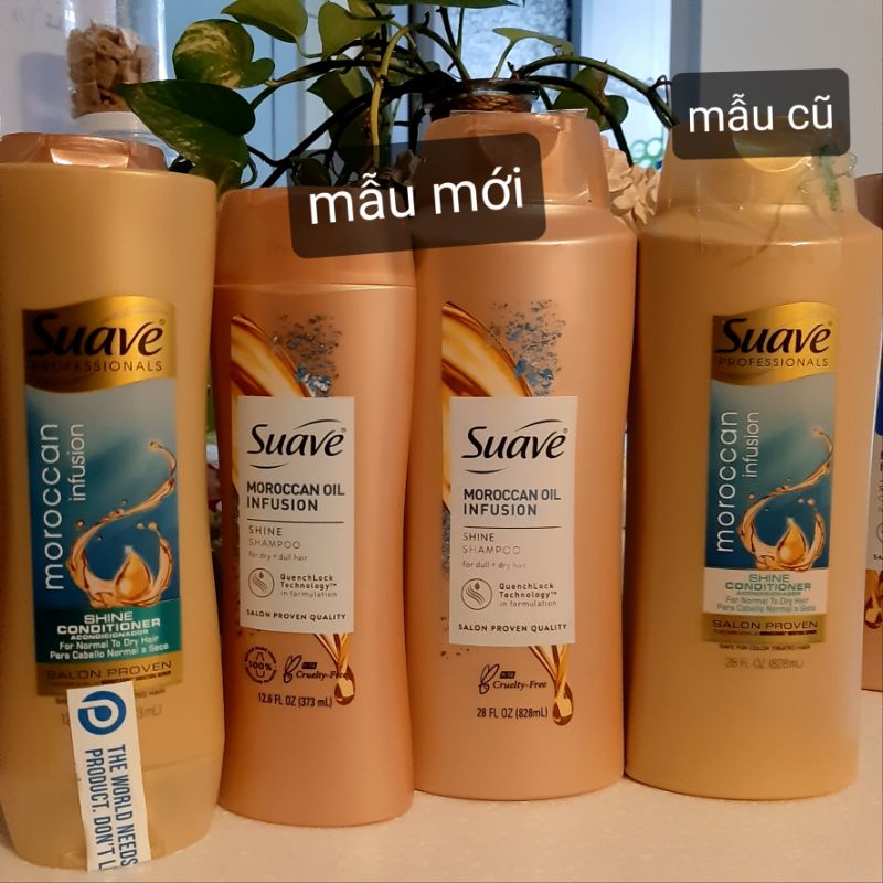 01 CHAI Dầu gội / xã SUAVE professional moroccan SHINE shampoo&conditioner 373/828mlml từ mỹ.mẫu mới