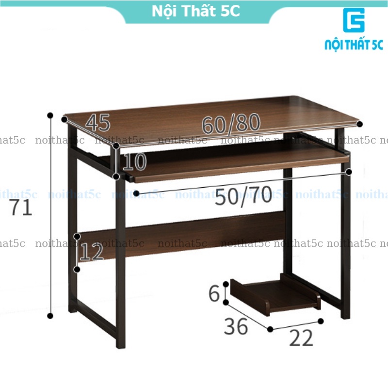 Bàn làm việc có ngăn kéo để bàn phím máy tính tiện lợi, Bàn học để máy tính kèm kệ gỗ để cây máy tính mẫu mới nhất