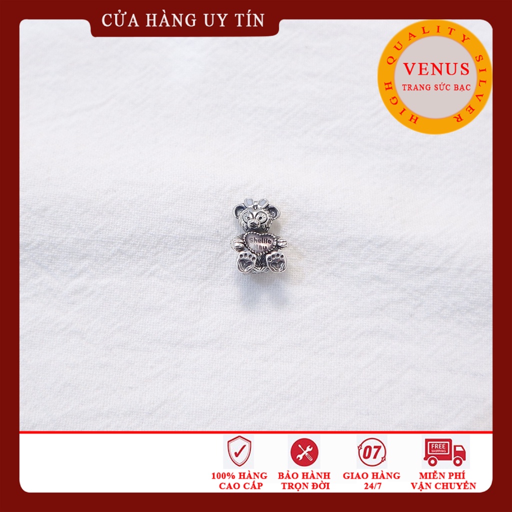 [Charm bạc 925 cao cấp] Charm bạc gấu ôm tim- Mã sản phẩm VENUSS9