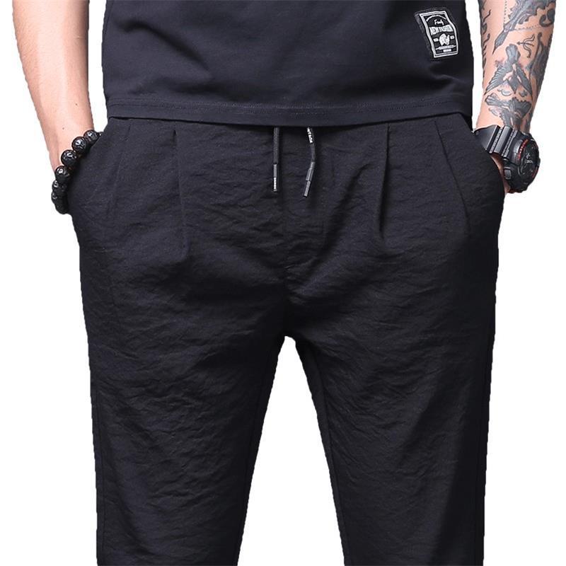 Summer Thin Ice Silk Men's Casual Pants Slim Fit and Quick-Drying Loose Straight Sports Trousers