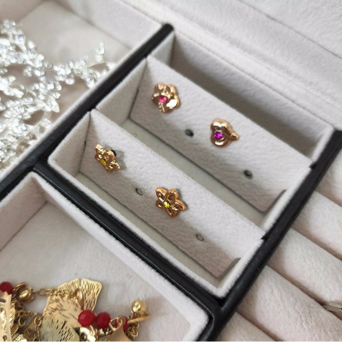 Hộp Đựng Trang Sức Cao Cấp Bọc Da PU 3 tầng Có Khóa chống trộm (size 26.5*18*6.5cm)