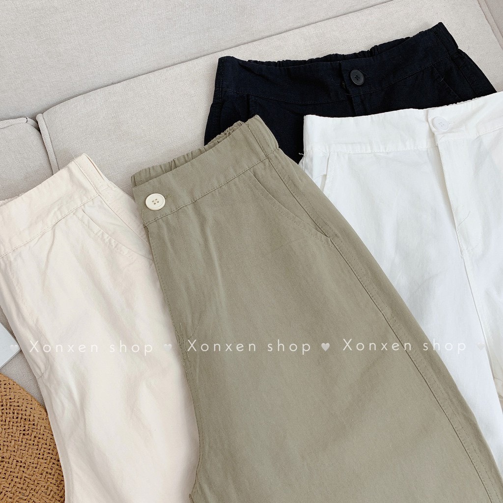 QUẦN KAKI NỮ quần kaki suông trơn lưng chun sau dễ thương XONXEN 468 LÊ DUẪN size S M L mã 516