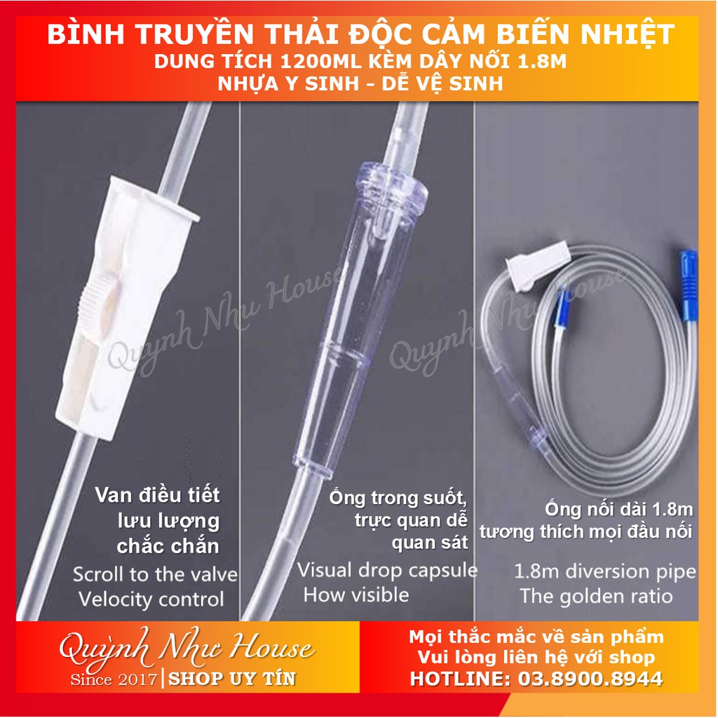 [Nhập Khẩu] Bình truyền thải độc đại tràng cà phê - Cảm Biến Nhiệt Độ Thông Minh (Coffee Enema) xô thụt tháo đại tràng