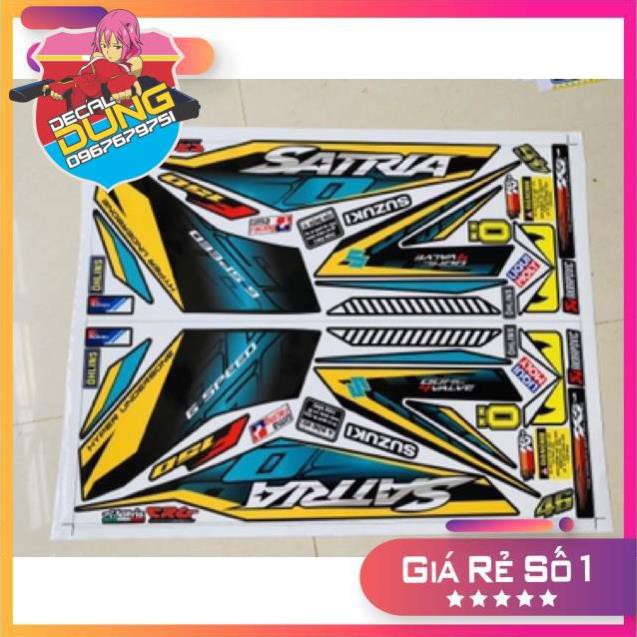 Tem xe Satria Fi xanh ngọc lục bảo dán xe đen 3 lớp cao cấp