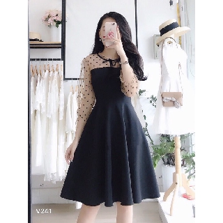 [VIDEO + ẢNH THẬT] VÁY PHỐI TAY CHẤM BI V241
