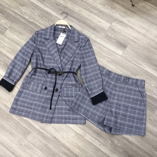 Áo khoác vest kẻ ô vuông caro xanh đen