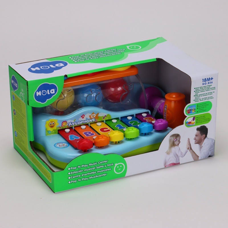 [Huile Toys]Bộ Đồ Chơi Đàn Gõ Kèm Đập Bóng 2in1 Cho Bé - Đàn Đá Cho Bé HOLA 856