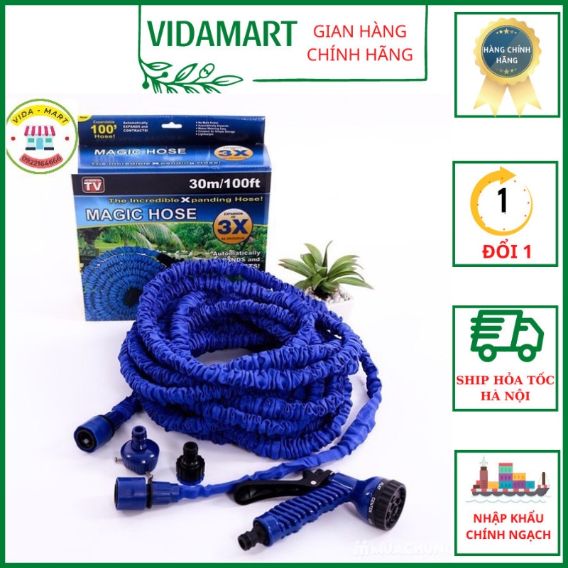 Vòi Rửa Xe - Vòi Tưới Cây Giãn Nở Lên Tới 30m Tự Động Thu Ngắn Lại Chỉ Trong Vài Giây (vidamart)