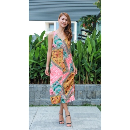 Váy hoa mùa hè maxi cách điệu thắt dây lưng