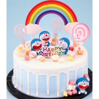 Bộ 4 Mèo ĐoReMon Trang trí Bánh và Giá đỡ trong suốt định vị tượng