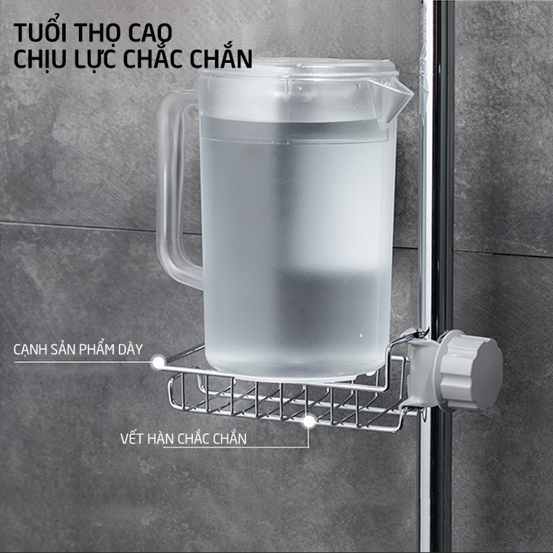 Khay Inox Gắn Vòi Rữa Chén, Kệ Giá Treo Để Đồ, Dụng Cụ Đa Năng Tiện Dụng