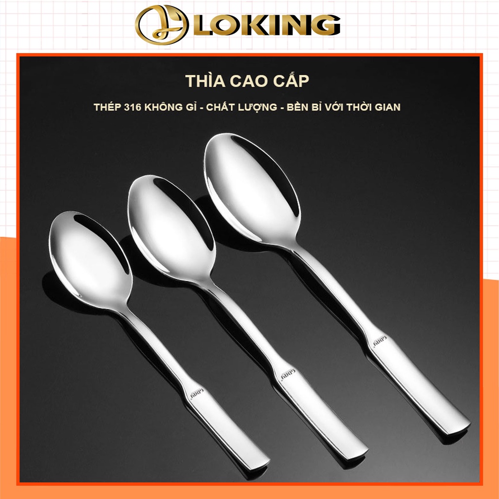 Thìa, muỗng ăn cơm cháo súp inox 304 hàng cao cấp, tiện dụng - LOKING