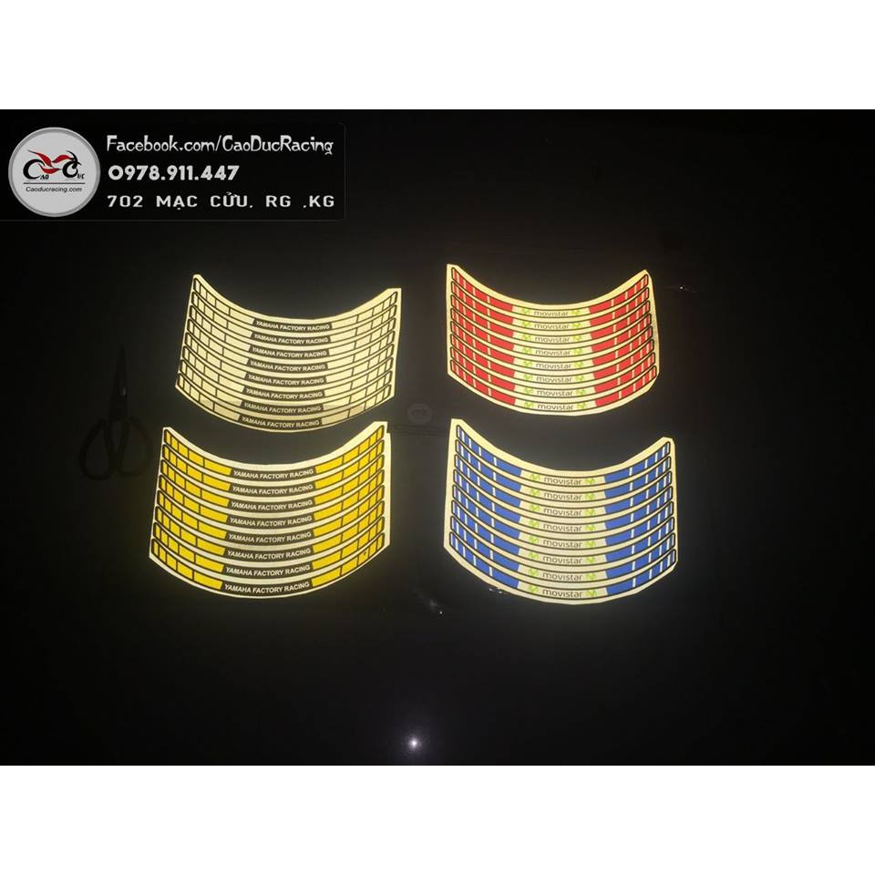 Tem dán chỉ mâm phản quang monter yamaha racing - 1 bộ dán 1 xe