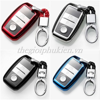 Ốp chìa khóa KIA Seltos, Cerato, K3, Sedona silicon màu tráng gương bảo vệ chìa khóa cho xe,…kèm móc đeo INOX