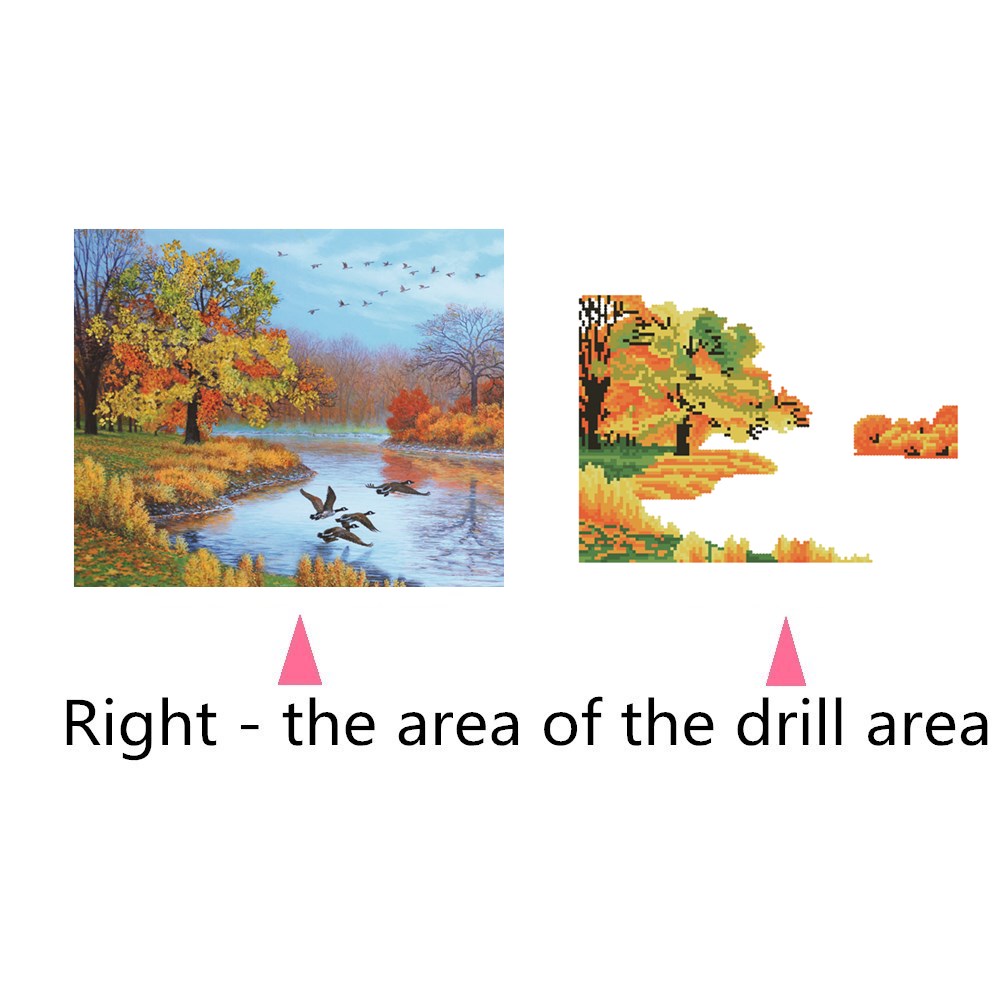 TEA DIY 5D Unfull Drill Round Diamond Painting 30X40CM Mosaic Kit XZL8974030BJB Riverside Scenery