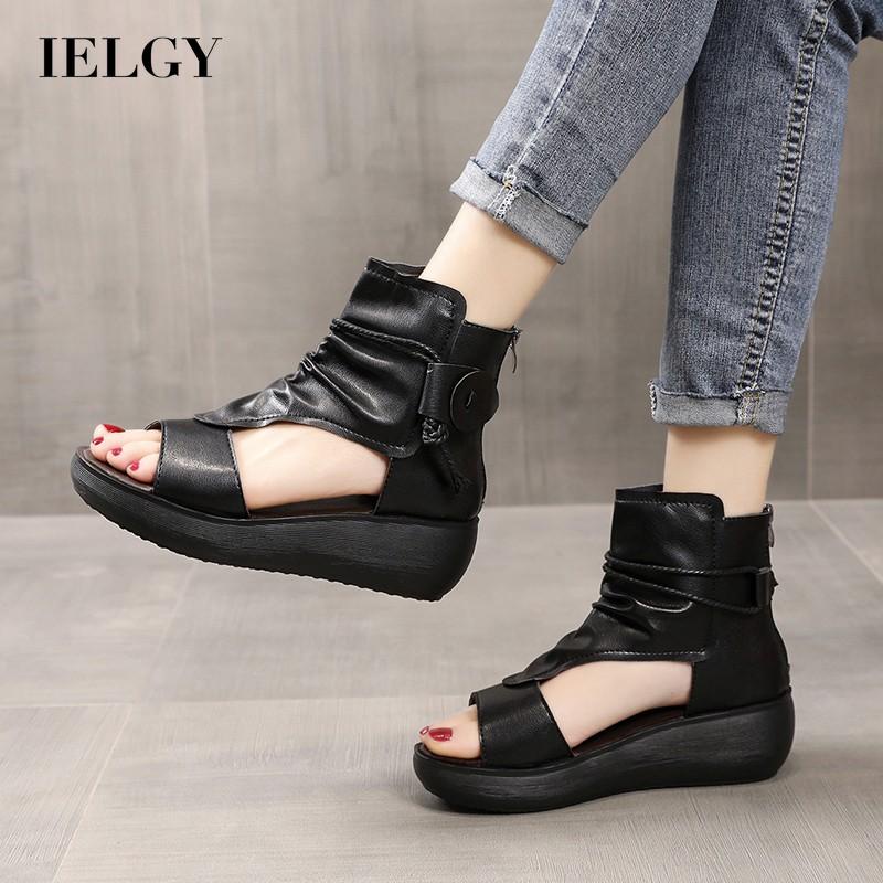 Giày xăng đan IELGY đế mềm cổ cao hở mũi thời trang cho nữ