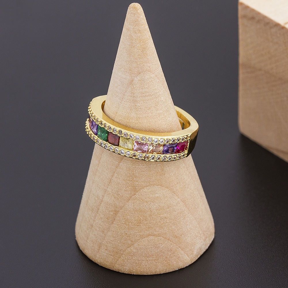 Nhẫn Hở Đính Đá Zircon Cầu Vồng 3 Phong Cách AAA Cho Nữ