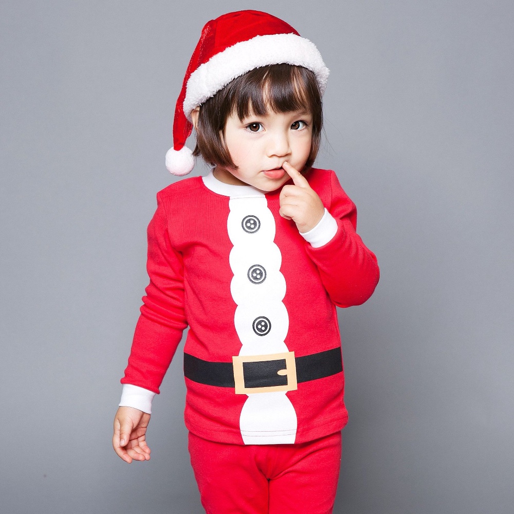Bộ đồ ngủ pijama vải cotton họa tiết ông già noel dễ thương cho bé