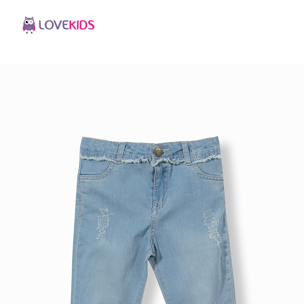 Quần jeans bé gái phối gối màu nhạt LK0239 - Lovekids