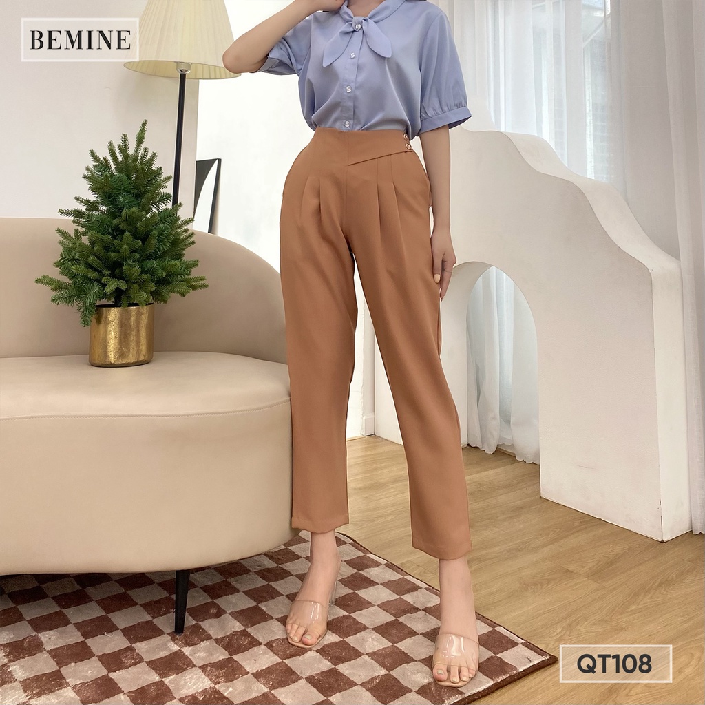 Quần tây nữ baggy xếp ly đai eo kiểu dáng thanh lịch BEMINE QT108DA