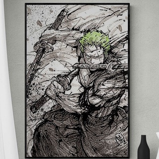 Tranh treo tường Zoro Onepiece, tranh decor độc quyền TITAN360, chất liệu canvas, 2 loại kích thước 30x40 và 40x60 mẫu 4
