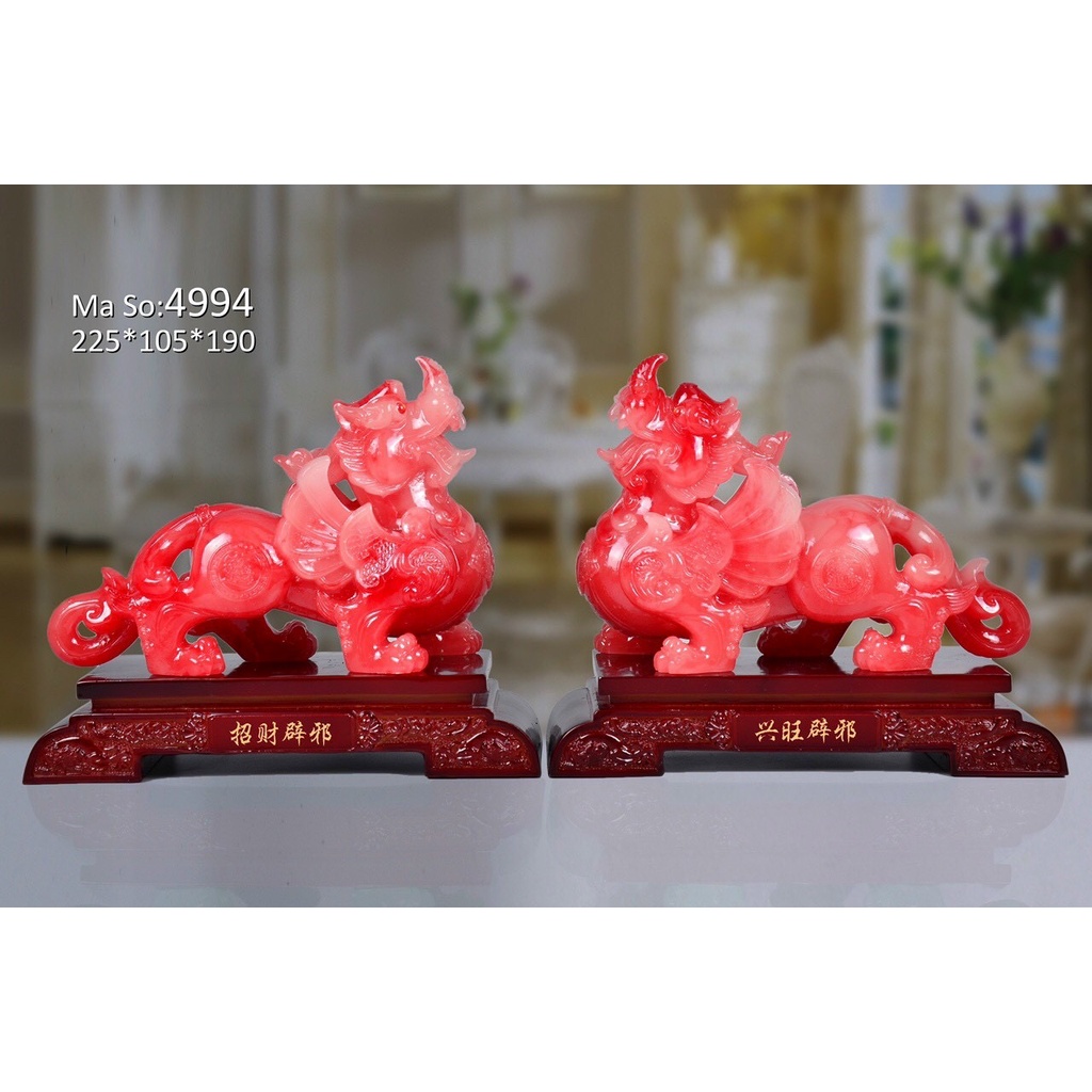 Cặp Tỳ Hưu Phong Thuỷ Đế Gỗ - Tỳ Hưu Chiêu Tài Kích Lộc