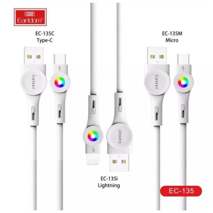 Cáp Sạc Nhanh 3A Iphone ,Samsung,Oppo Có Đèn Led Earldom EC - 135 1M