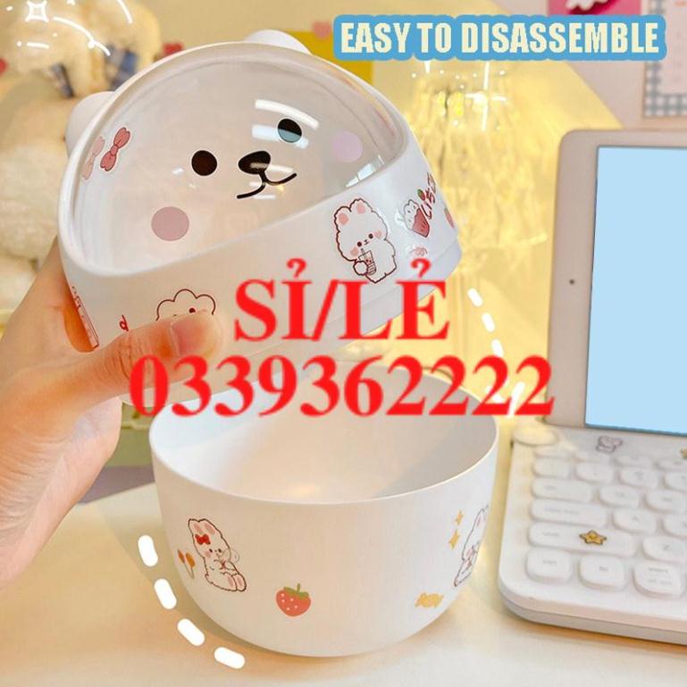 Hộp đựng bút/ rác để bàn có nắp mini hình gấu dễ thương MM  HAIANHSHOP