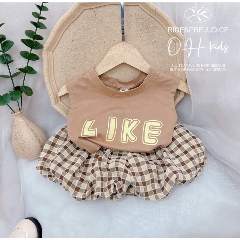 Set bộ hè cho bé gái mẫu chữ LIKE , chất cotton mềm mát thấm mồ hôi