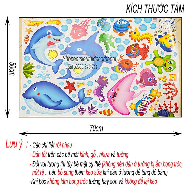 Tranh dán tường cho bé phòng ngủ ST DECOR XL7159 Gia Đình Cá Heo