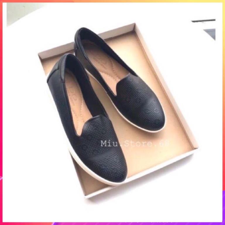 Giày slip on nữ mũi tròn dập hoa VNXK, Giày lười, giày đế bằng êm chân hàng Xuất Xịn dễ phối đồ nữ trẻ trung