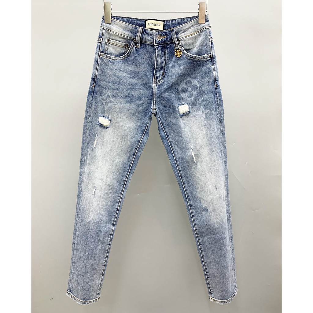 Quần siêu cấp L.V rách mài khuy đồng vân hoa NV size 28-34