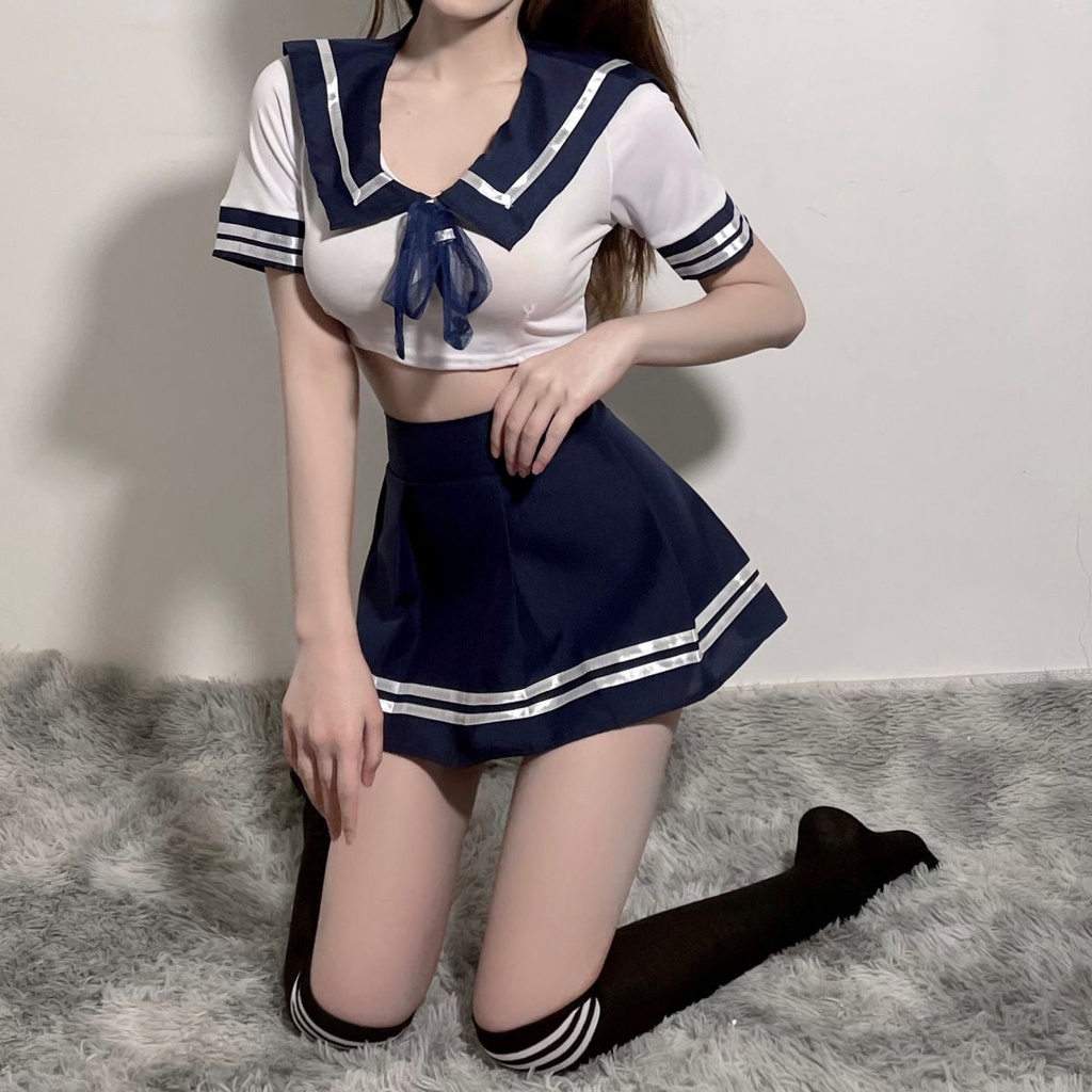 ▧ Nhật Bản xấu đại học Feng Sailor JK đồng phục thuần khiết hai mảnh hầu gái váy cám dỗ hot girl đồ ngủ phù hợp với