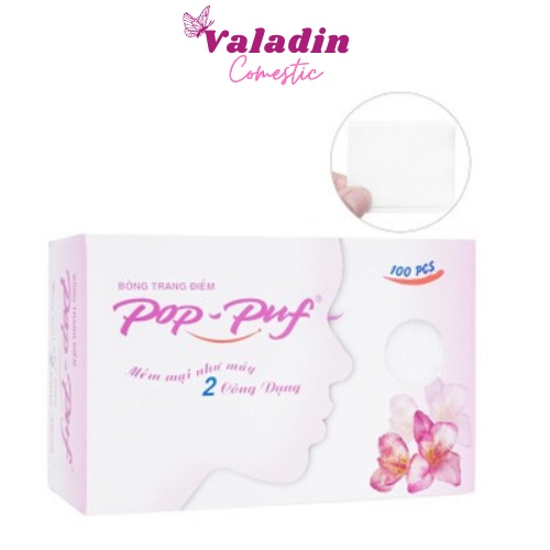 Bông tẩy trang Pop-Puf Classic 100 miếng Cotton Thiên Nhiên