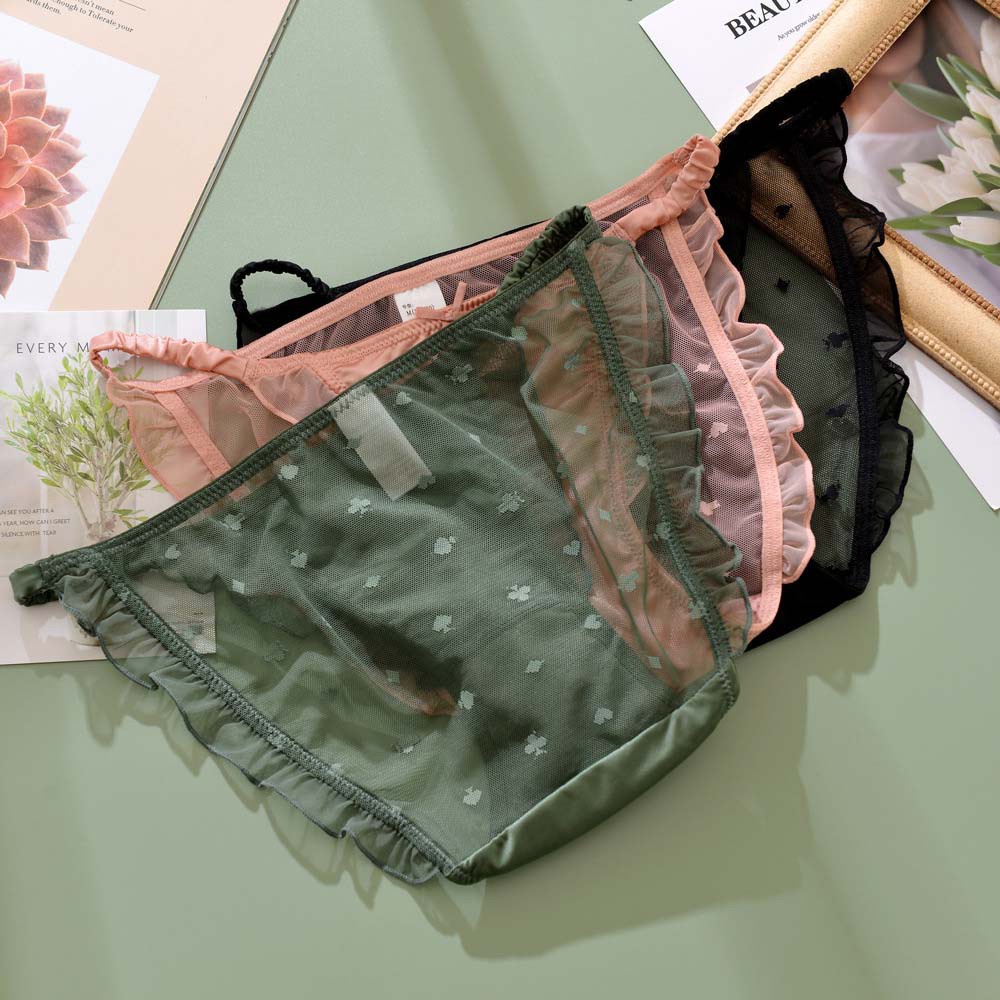 Aubrey Quần Lót Cotton Không Đường May Lưng Thấp Phối Ren Đính Nơ Màu Trơn Gợi Cảm Cho Nữ | BigBuy360 - bigbuy360.vn