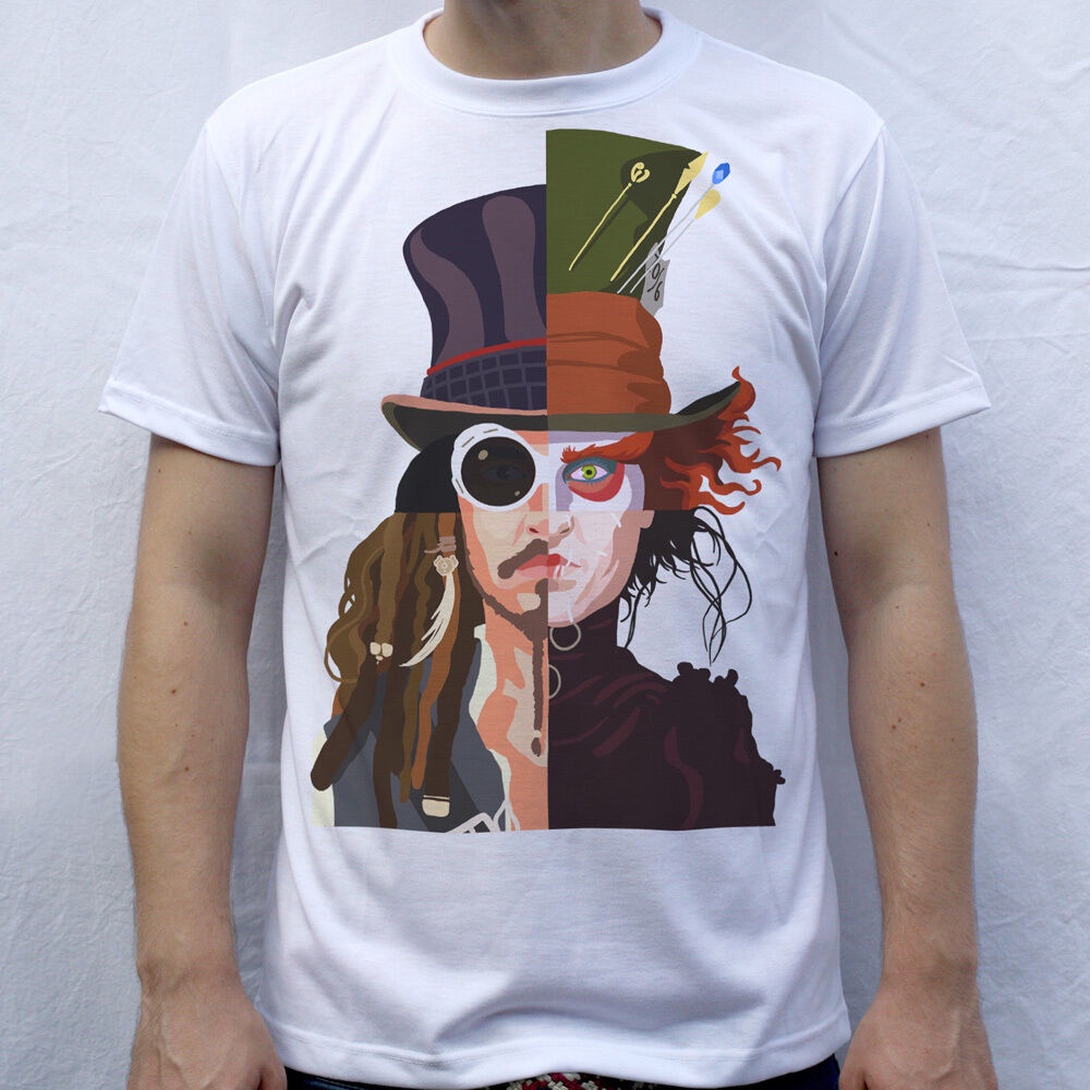 Áo thun Johnny Depp tùy chỉnh, Willy Wonka, Mad Hatter, Jack Sparrow, Edward Scissorhands