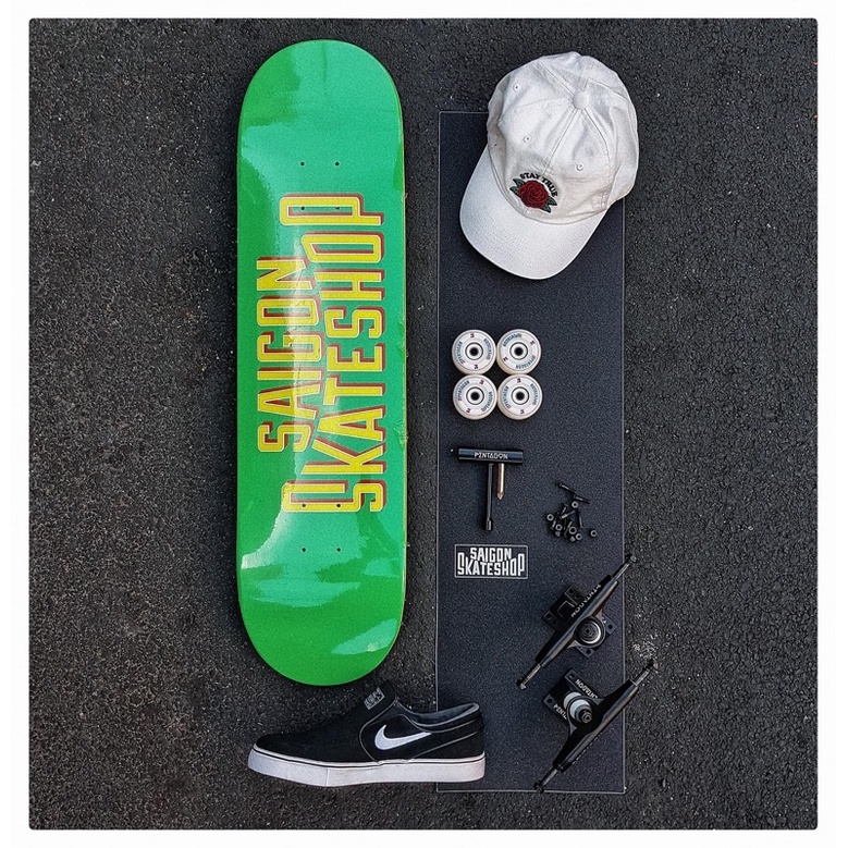 Mặt ván trượt skateboard SAIGON SKATESHOP OG LOGO PASTEL GREEN DECK