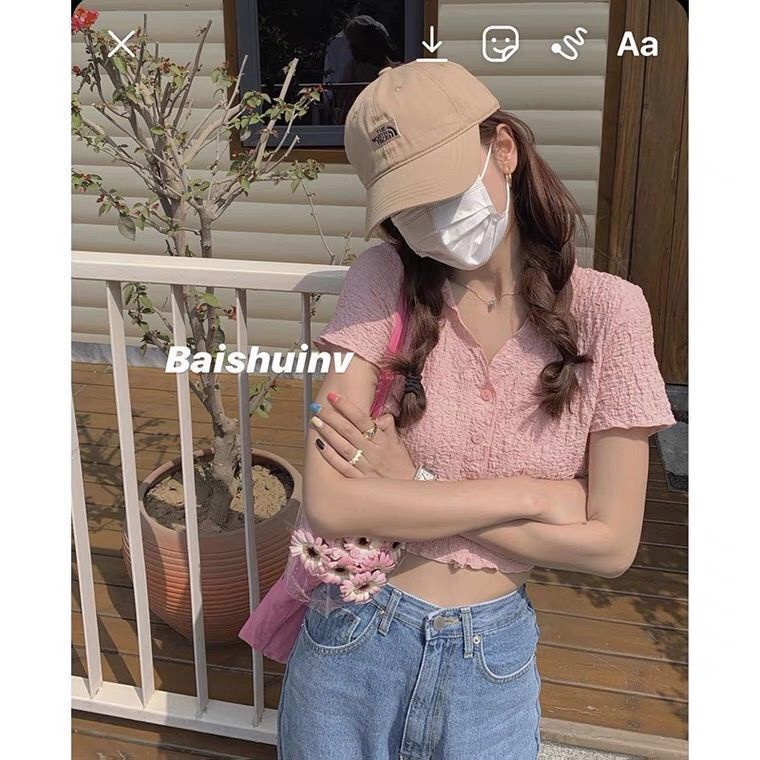 Áo cardigan ngắn ôm body chất vải kết cấu nhăn sang trọng tay ngắn mặc mùa hè cho nữ