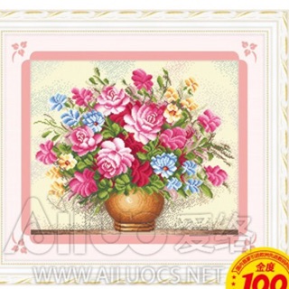 Tranh thêu chữ thập Bình hoa khoe sắc < 21488 > chưa thêu
