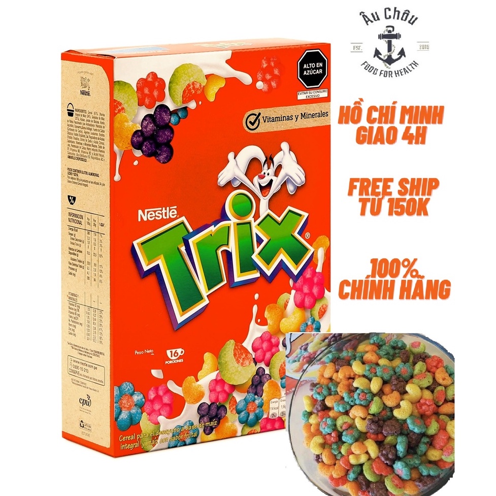 Ngũ cốc ăn sáng cho trẻ em 6 vị trái cây NESTLE TRIX dạng gói 25gr NK từ Chile.