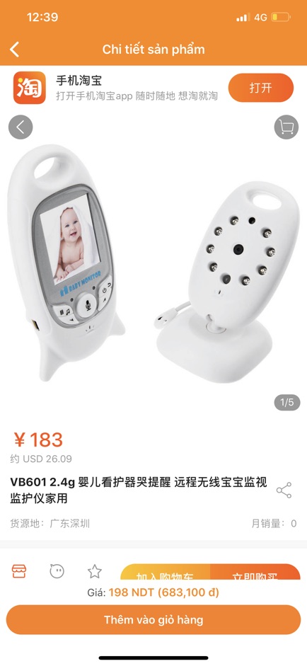 [Chính hãng] Máy báo khóc Baby Monitor tích hợp camera hồng ngoại giao tiếp 2 chiều