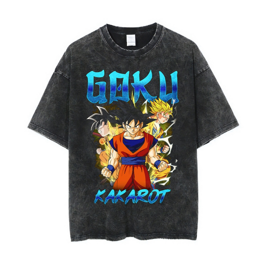 Áo Thun Quá Khổ Goku Kakarot" Tâm Lý | Đá Rửa Đá | Áo Thun In Hình Anime Độc Đáo | Bảy Viên Ngọc Rồng | Áo Thun Oversize | Phong Cách Cổ Điển | Áo