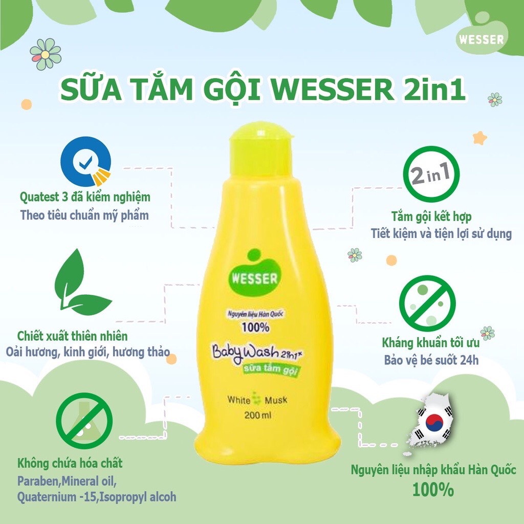 SỮA TẮM GỘI WESSER 500ML NHIỀU HƯƠNG