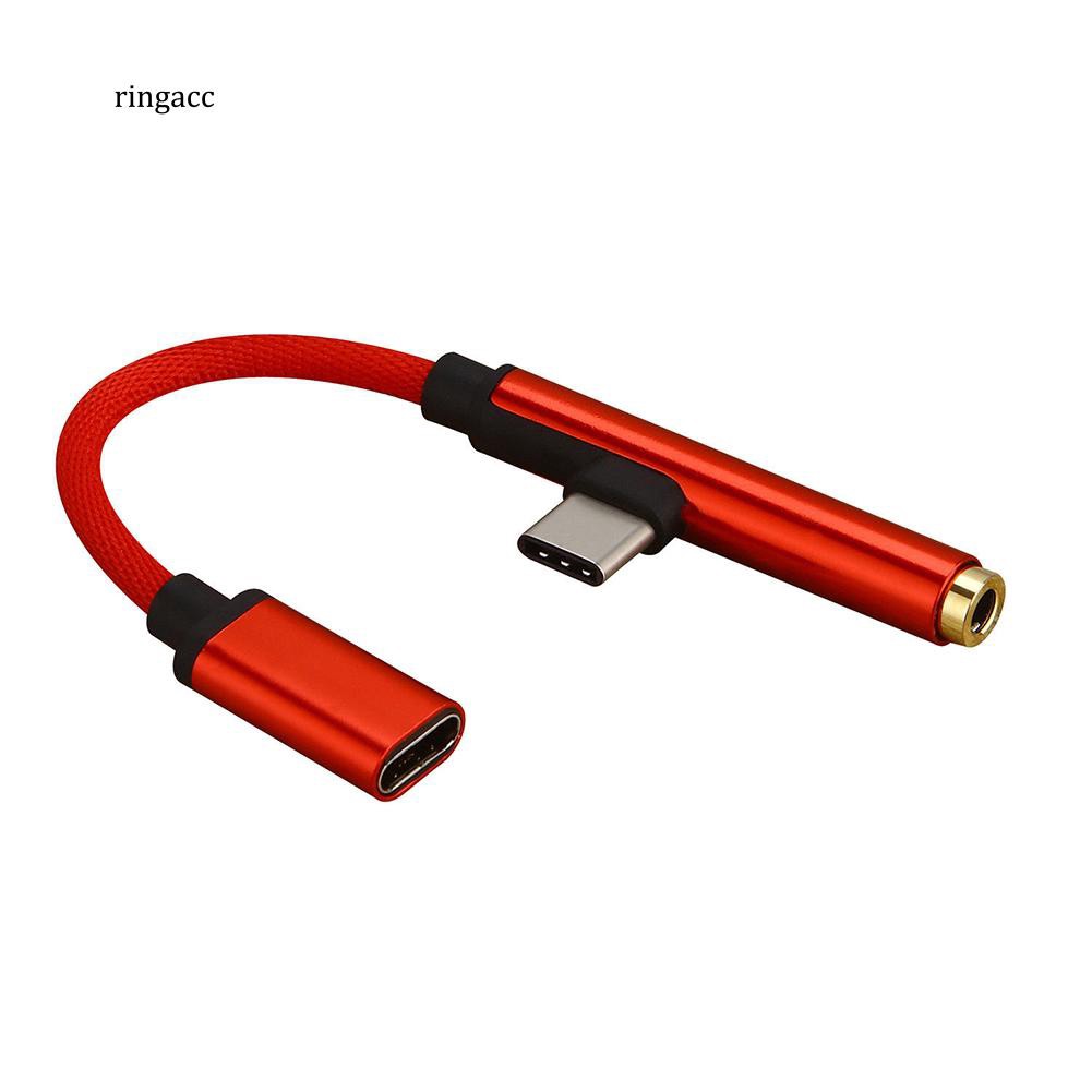 Cáp chuyển USB Type-C sang jack 3.5mm thiết kế 2 trong 1 hỗ trợ vừa sạc vừa nghe nhạc