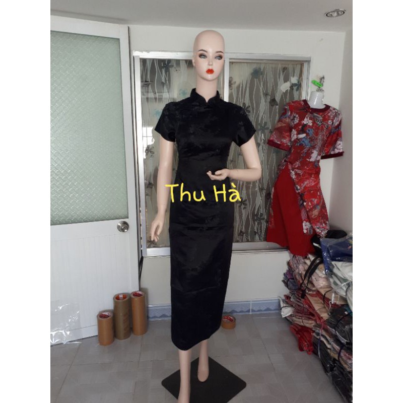 Hàng có sẵn Sườn xám Gấm Dài có video hình thật ( đỏ +đen) | BigBuy360 - bigbuy360.vn