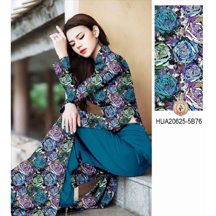 Vải áo dài hoa hồng cực sang