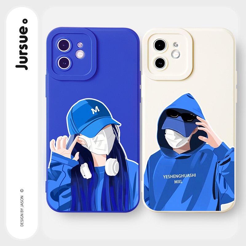 Ốp lưng JURSUE mềm hoạt hình cặp đôi dễ thương đẹp Cho iPhone 14 13 12 11 Pro Max SE 2020 X XR XS 8 7 ip 6S 6 Plus Y2274
