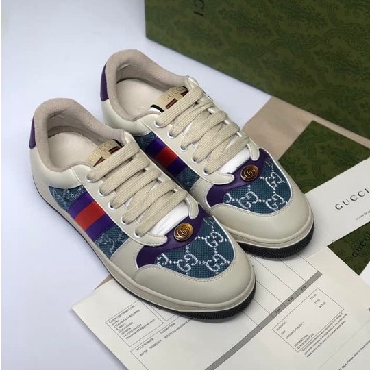 [Hàng Trung 11 xịn ] Giày thể thao GG 3 vạch 𝐆𝐮𝐜𝐜𝐢 𝐒ơ𝐧 𝐓ù𝐧𝐠 hàng cao cấp cực chất màu tím.