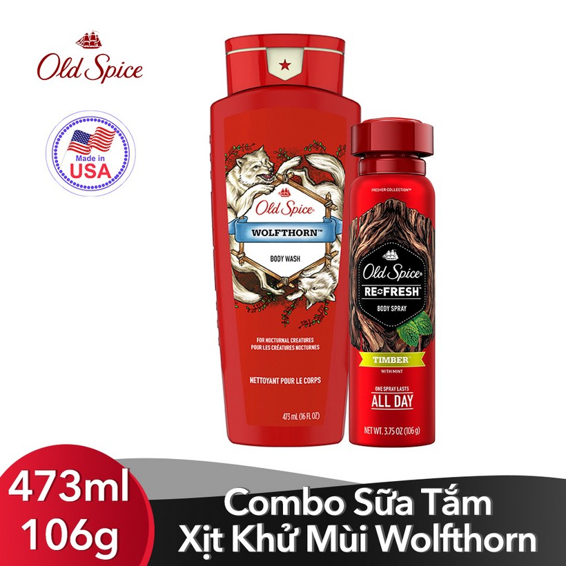 [Chính hãng] Sữa tắm Old Spice Wolfthorn Body Wash 473 ml - Hàng USA