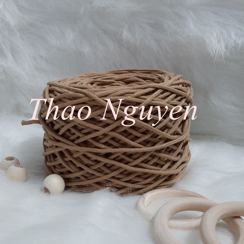 Dây thừng  dệt mắt na đan macrame, đan túi, sz 3mm, Màu BE ĐẠM